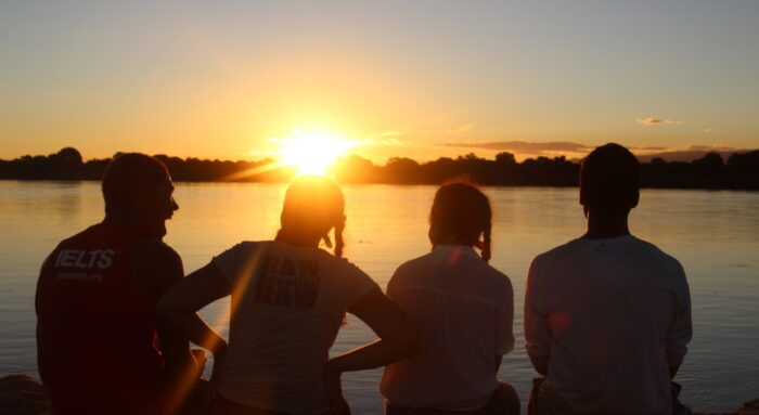 People watching the sunset